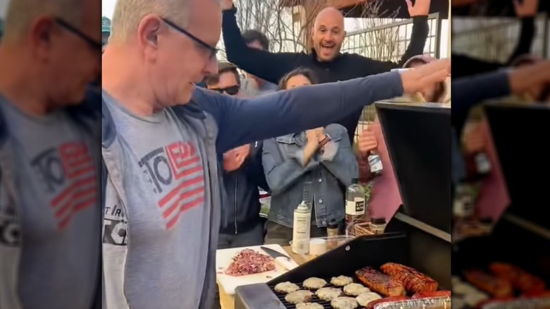 Grill master with friends