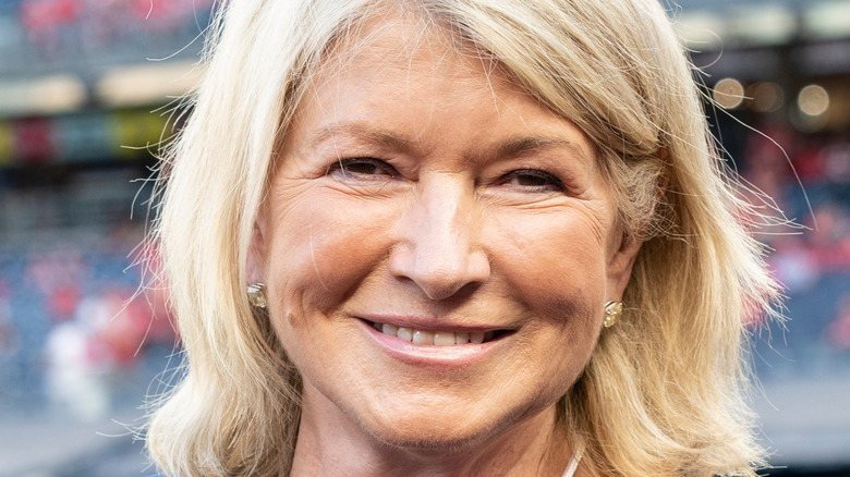 Martha Stewart smiling in stadium