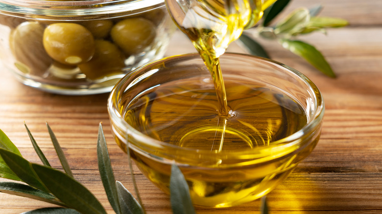 olive oil poured into dish