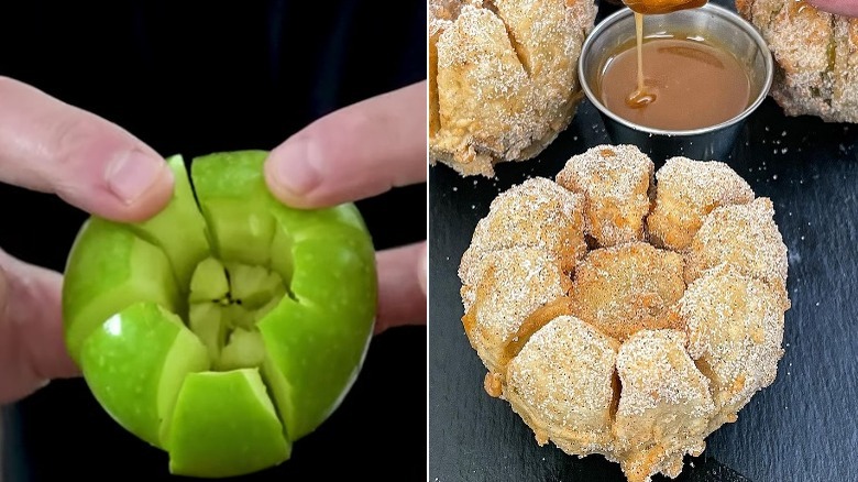 Bloomin apple pies with caramel