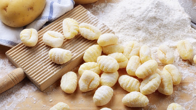 gnocchi and potato being prepared