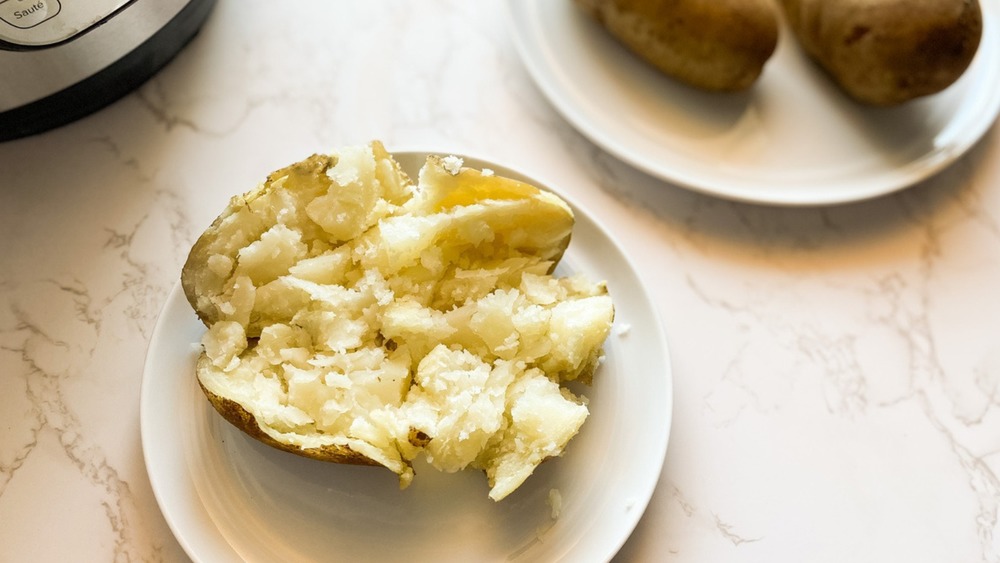 Instant Pot baked potatoes served