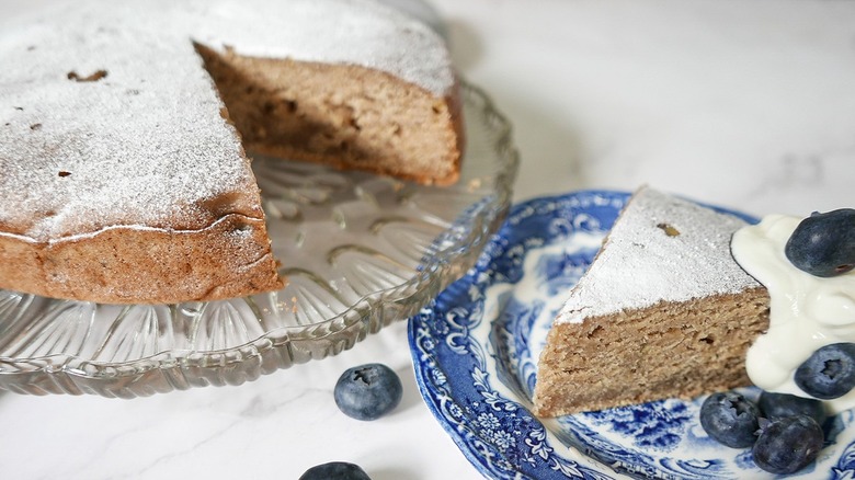 banana bread and slice plated