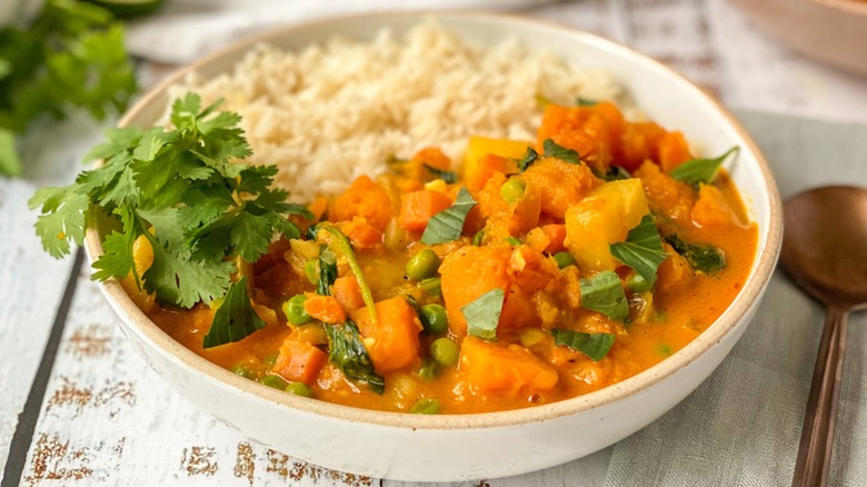 Butternut squash curry with rice