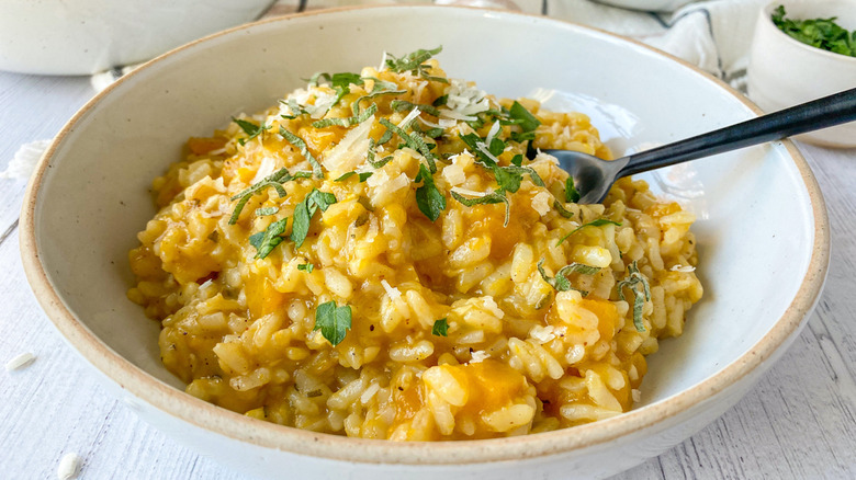 bowl of butternut squash risotto