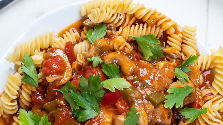 Instant Pot chicken cacciatore served