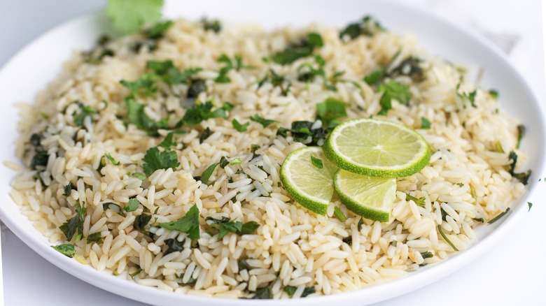 Instant Pot Cilantro Lime Rice served on a plate