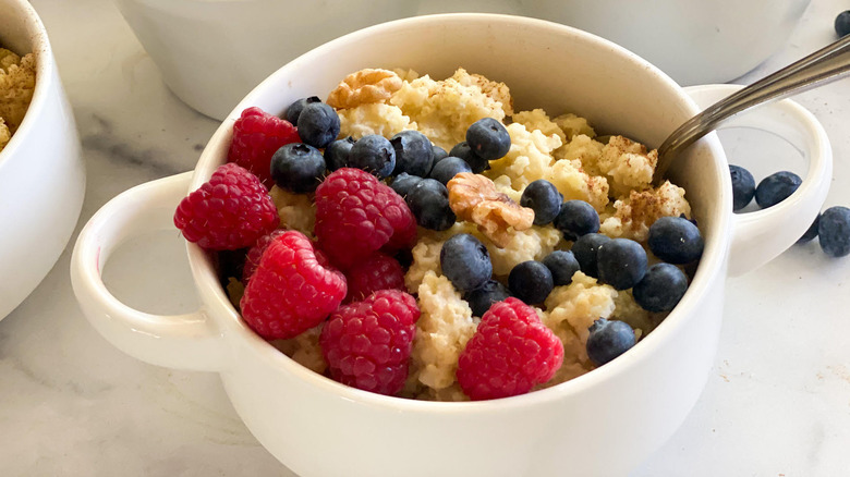 porridge with fruit in bowl