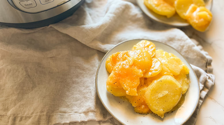 scalloped potatoes on plate