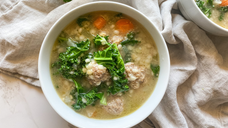 Italian wedding soup in bowl