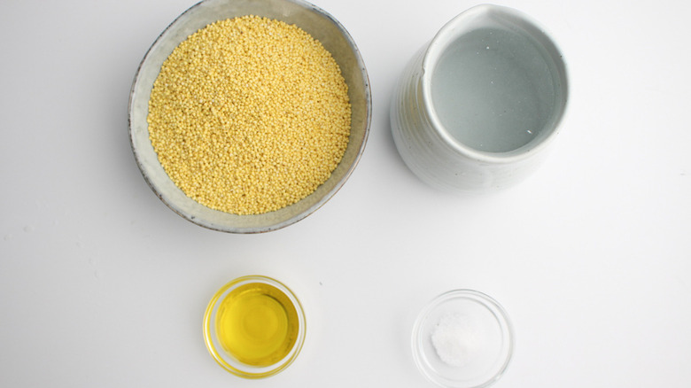 millet, oil, salt, and water