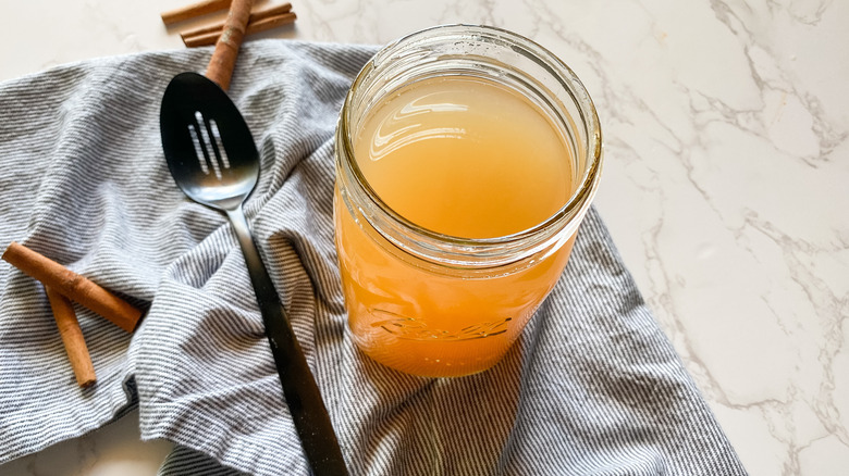 spiced apple cider in jar 