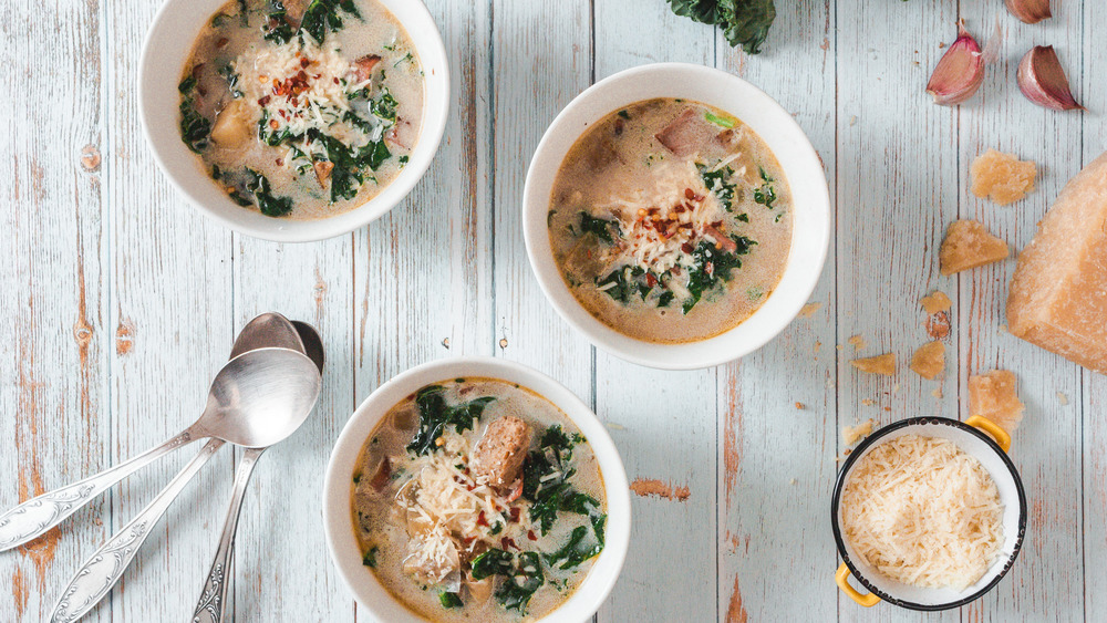 three bowls of soup