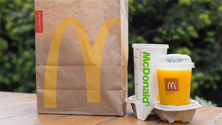 McDonald's bag and drinks