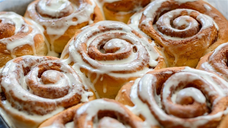 close up of cinnamon rolls