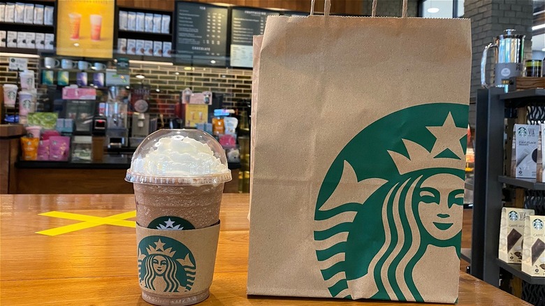 Starbucks Frappuccino with to-go bag