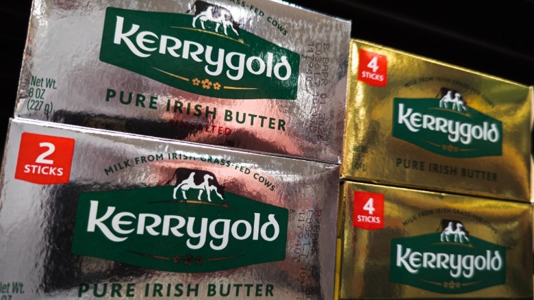 Silver and gold Kerrygold butter slabs