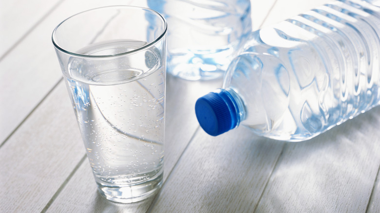 bottle and glass of water
