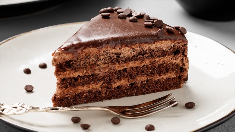 Slice of chocolate cake