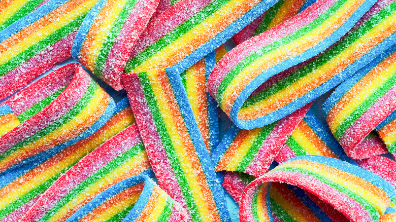 striped ribbon candy closeup