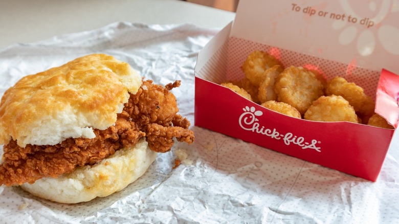 Chick-fil-A chicken sandwich with side