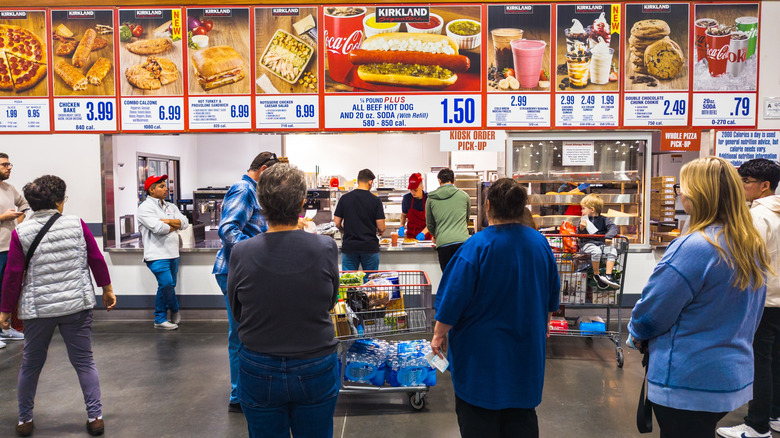 Line of shoppers at Costco food court