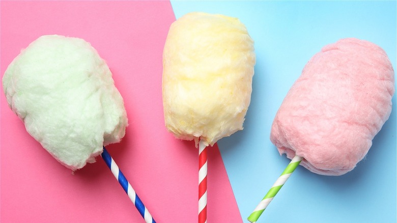 Cotton candy on colorful background
