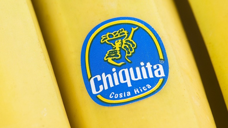 Chiquita banana with sticker on