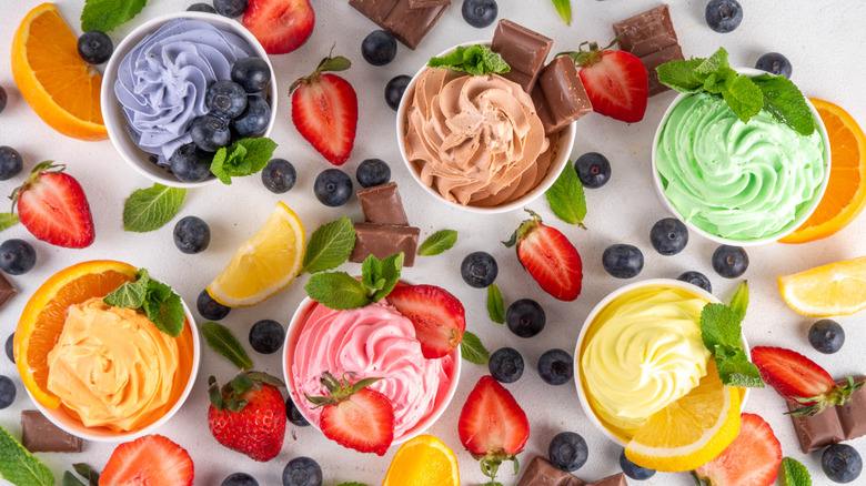 frozen yogurt assortment with fruit