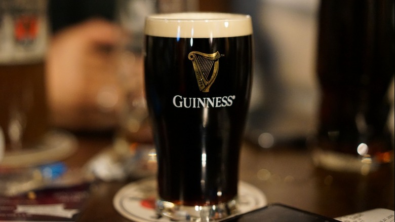 Glass of Guinness beer