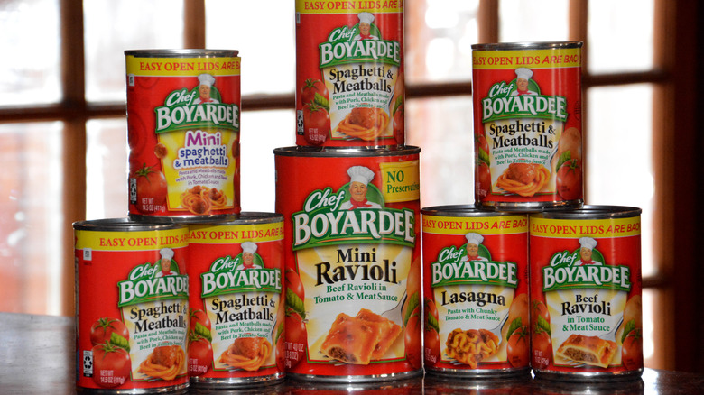 Chef Boyardee Cans Stacked
