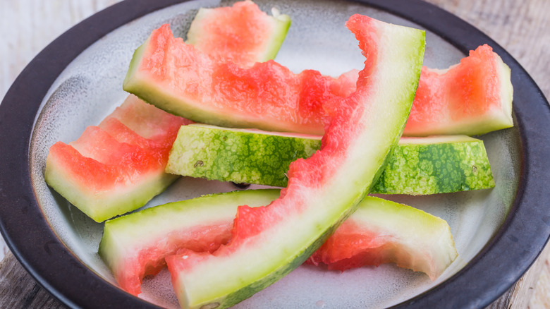 Plate of watermelon rinds