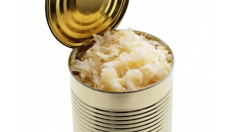 sauerkraut in an open can