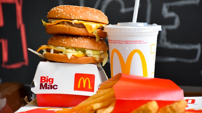 McDonald's burger, drink, fries