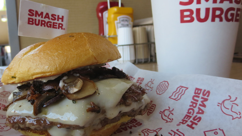 Smashburger burger and drink 