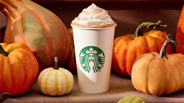 Pumpkin Spice Latte against pumpkin background