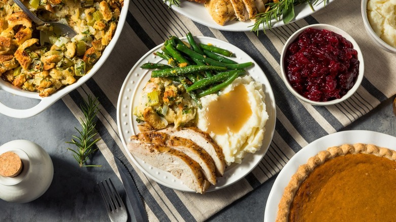 Thanksgiving meal spread