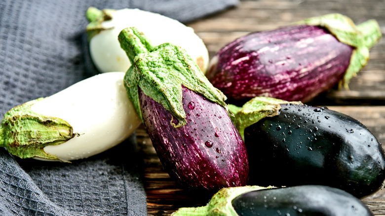 3 colors of eggplant