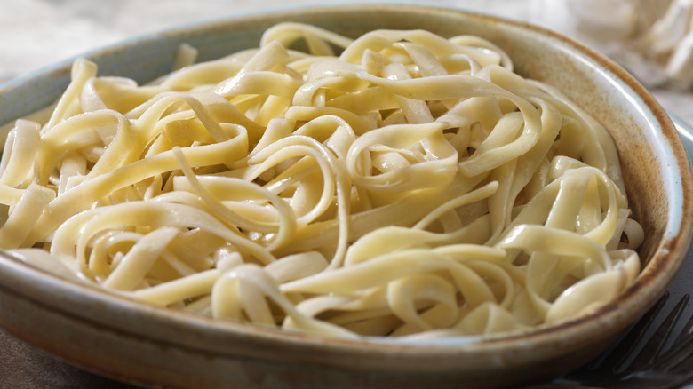 Bowl of long noodles