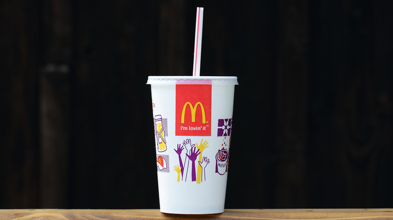 McDonald's drink on a counter