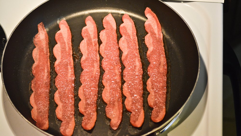 Turkey bacon in the pan 