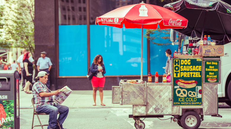 Hot dog cart, New York City