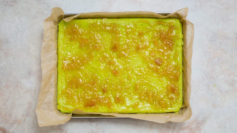 cake and jam on sheet pan