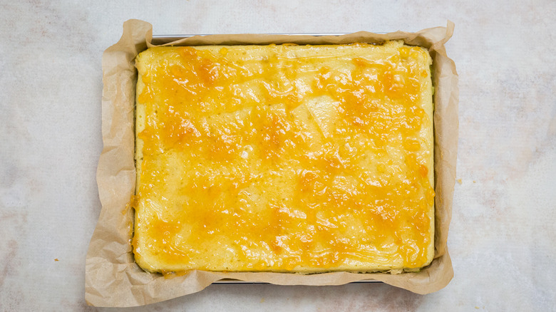 cake and jam on sheet pan