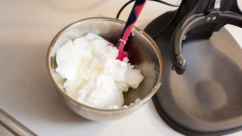 whipped egg whites in bowl