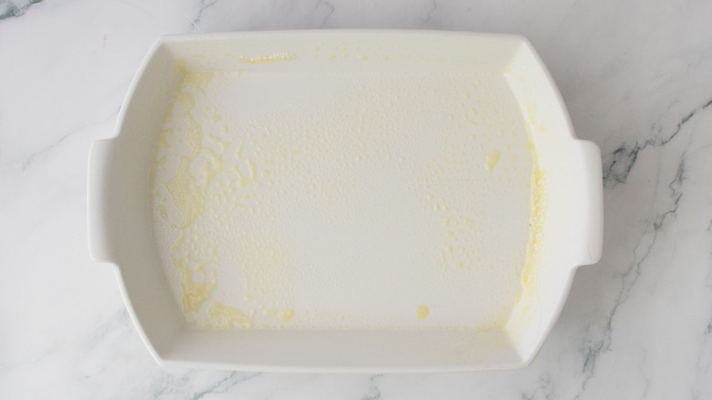 Greased casserole dish