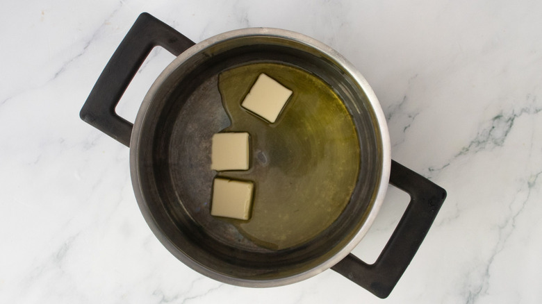 Butter and oil in saucepan