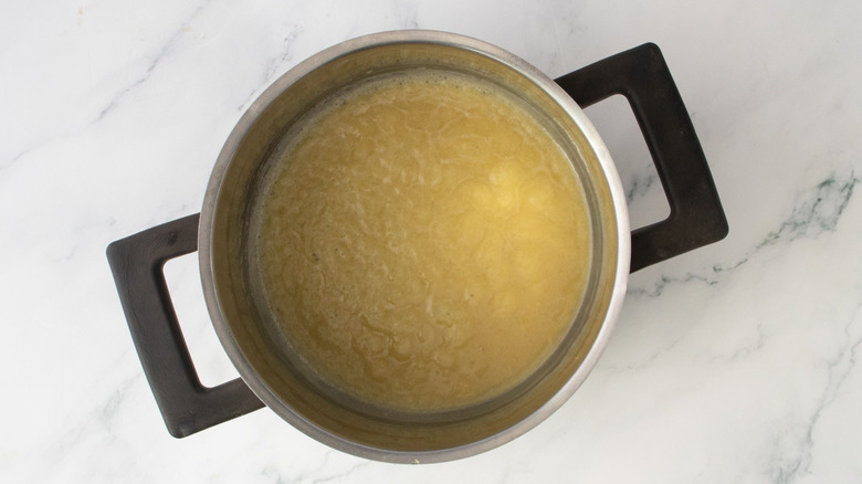 Golden roux in saucepan