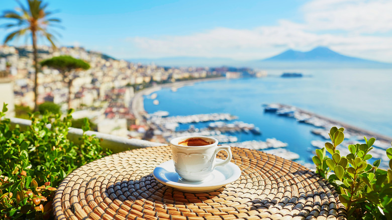 A cup of espresso on a table 