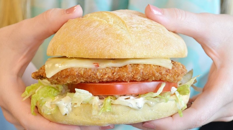 Culver's Crispy Southwest Chicken Sandwich with cheese curds